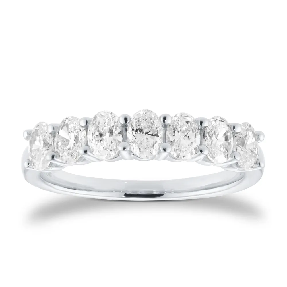 Platinum 1.00cttw 7 Stone Oval Cut Diamond Eternity Ring