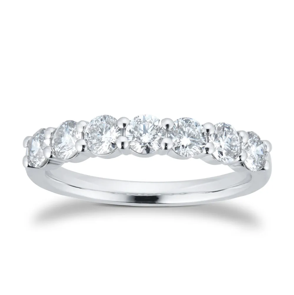 Platinum 1.00cttw Brilliant Cut 7 Stone Diamond Eternity Ring