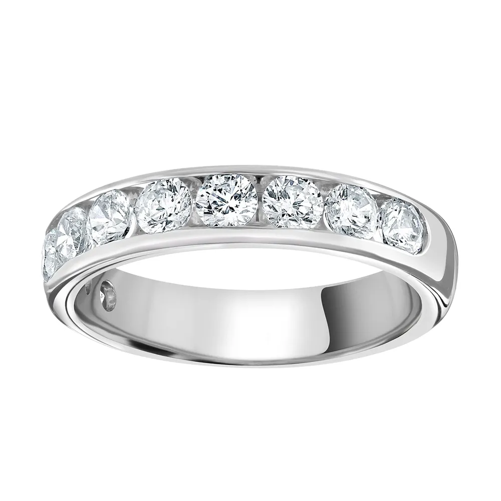 Platinum 1.00cttw Brilliant Cut Channel Set Diamond Half Eternity Ring