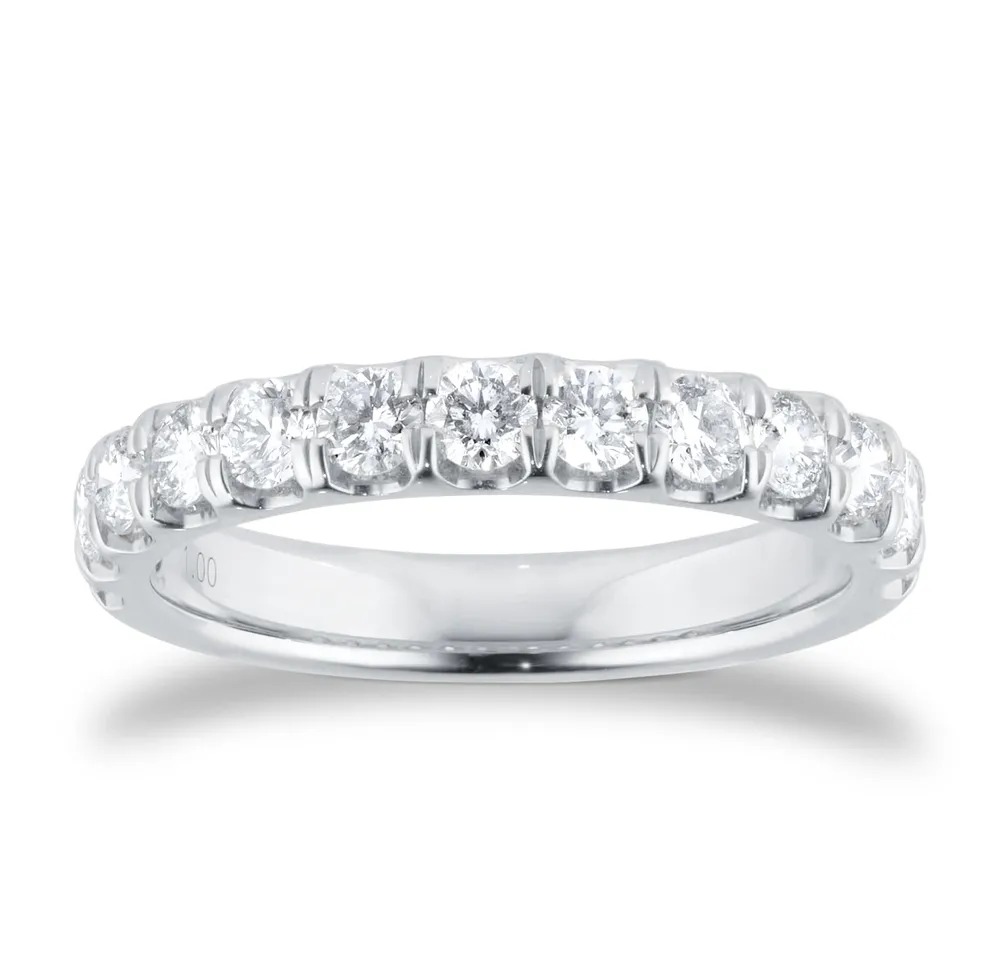 Platinum 1.00cttw Brilliant Cut Diamond Claw Set Eternity Ring