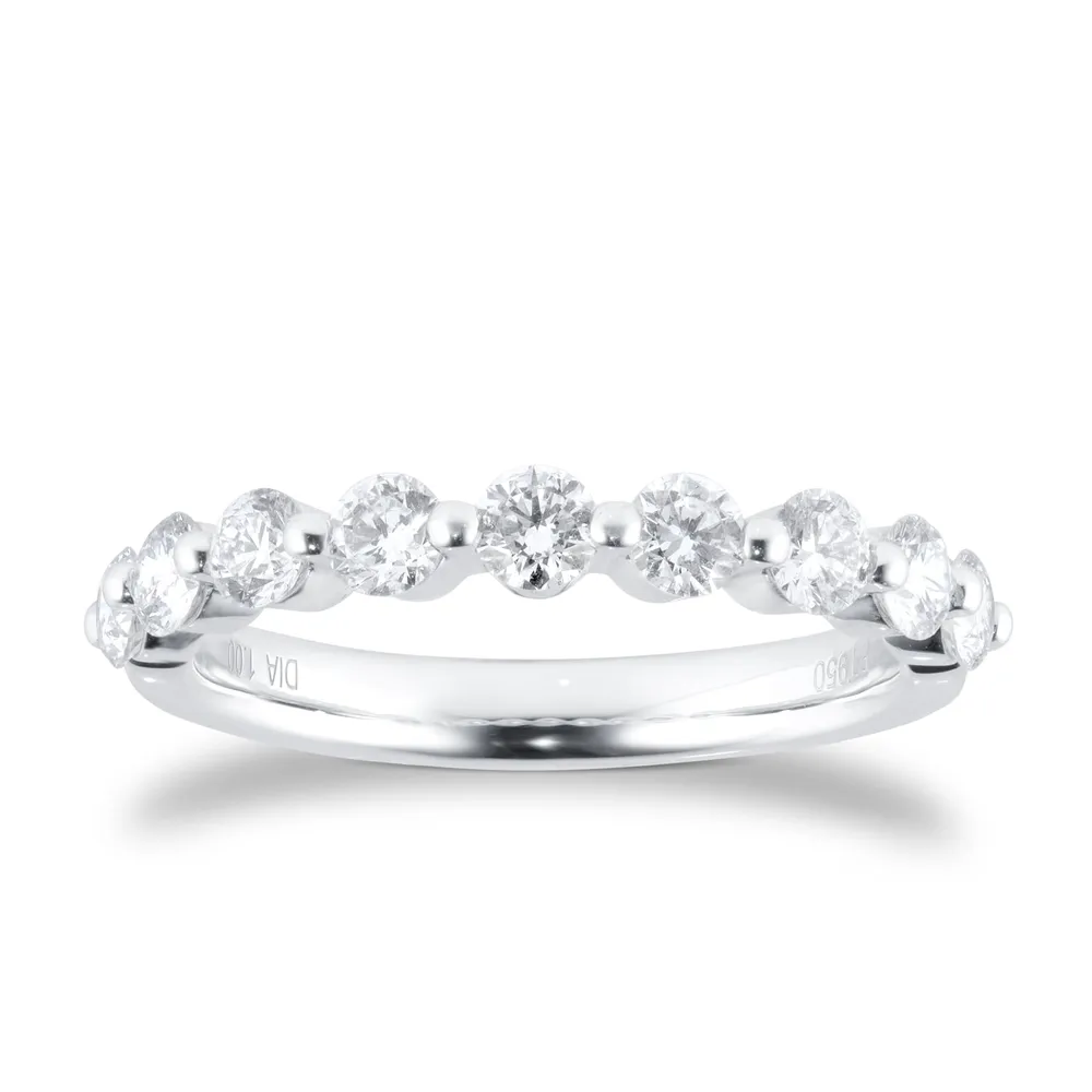 Platinum 1.00cttw Brilliant Cut Diamond Half Eternity Ring