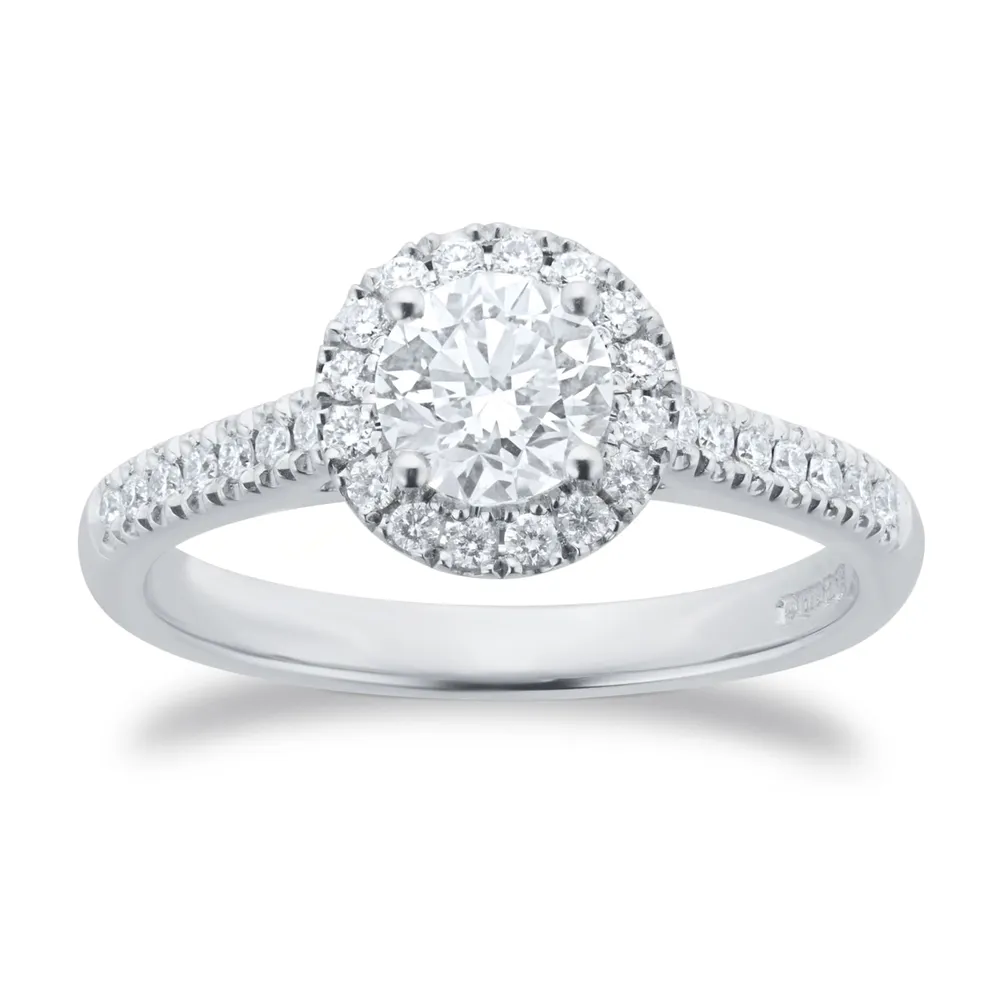 Platinum 1.00cttw Brilliant Cut Diamond Halo Engagement Ring