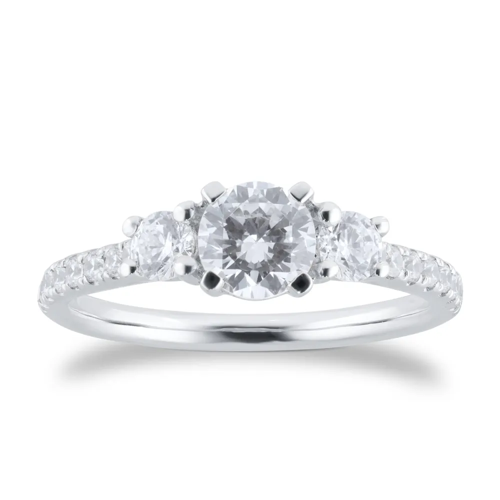Platinum 1.00cttw Diamond 3 Stone Engagement Ring