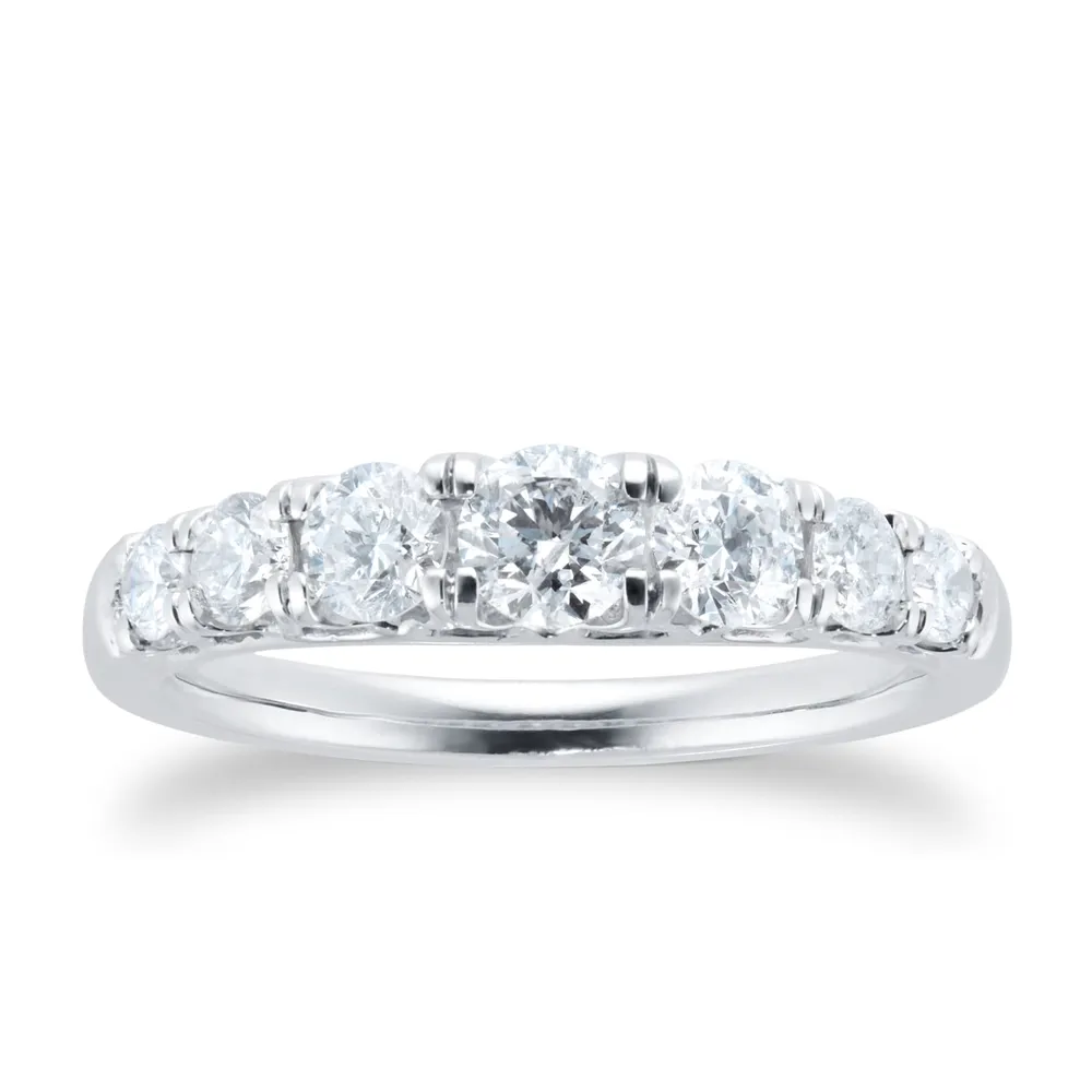 Platinum 1.00cttw Diamond Graduated Claw Set Eternity Ring
