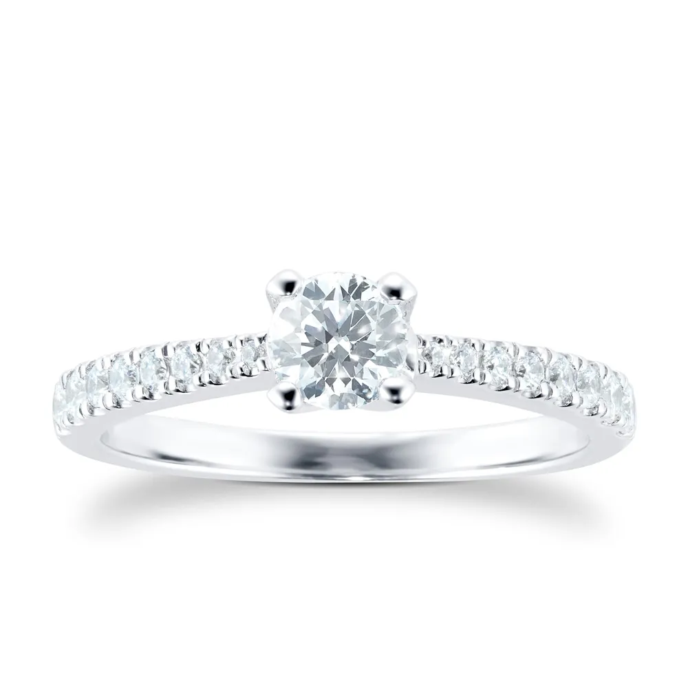 Platinum 1.00cttw Diamond Set Shoulder Solitaire Engagement Ring