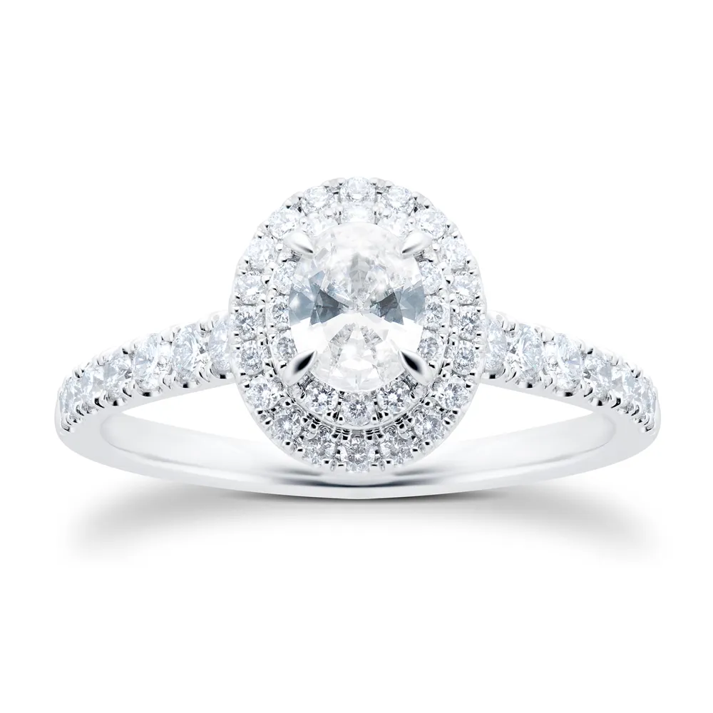 Platinum 1.00cttw Halo Diamond Ring