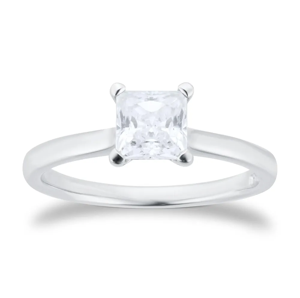 Platinum 1.00cttw Princess Cut Solitaire Engagement Ring