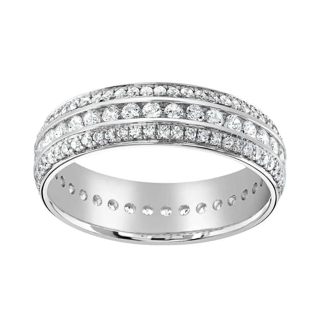 Platinum 1.00cttw Triple Row Channel Set Diamond Full Eternity Ring