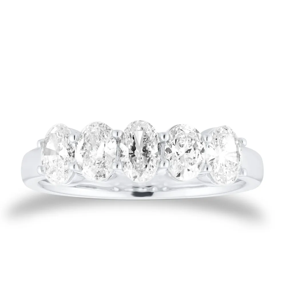 Platinum 1.20cttw 5 Stone Oval Cut Diamond Eternity Ring