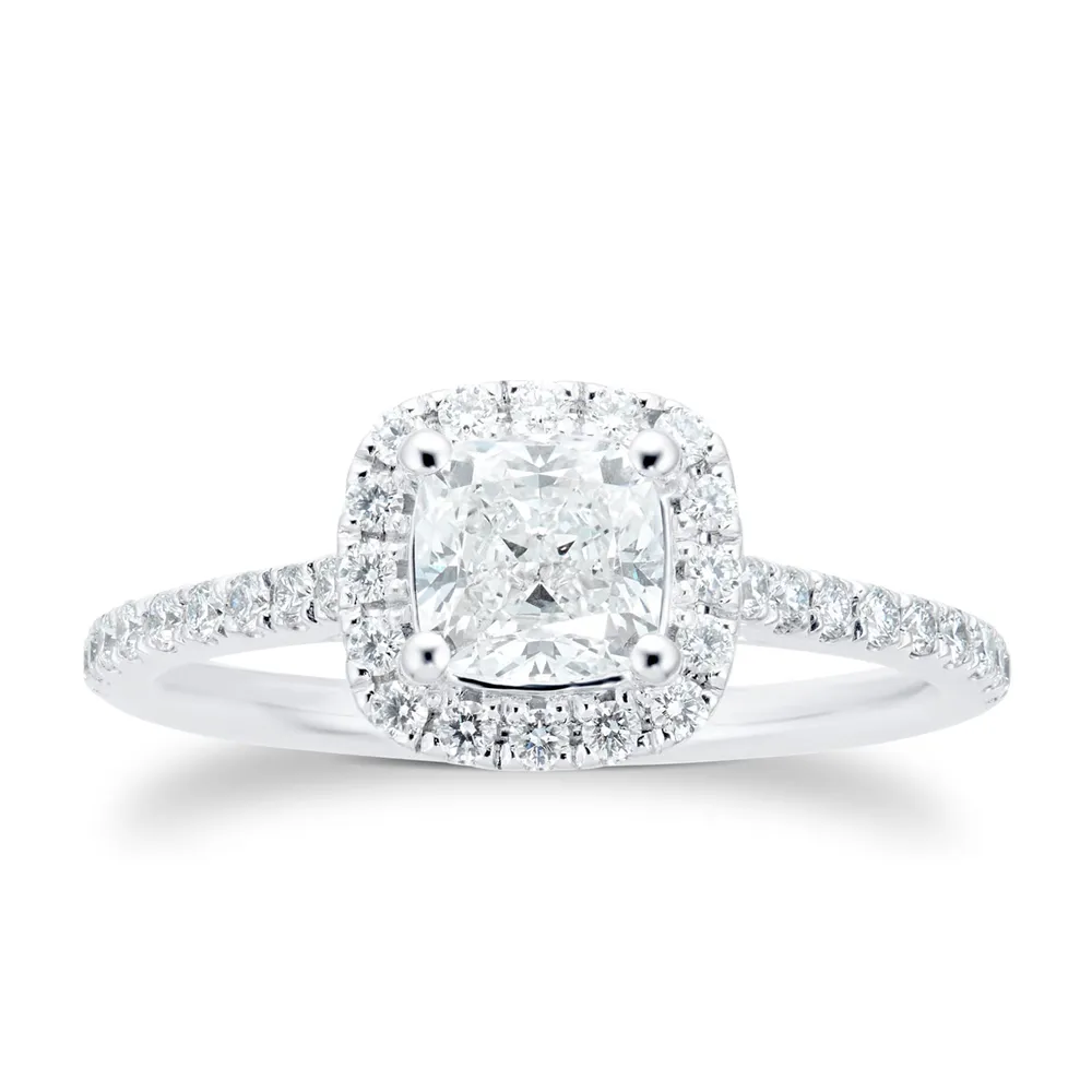 Platinum 1.20cttw Diamond Cushion Cut Halo Ring