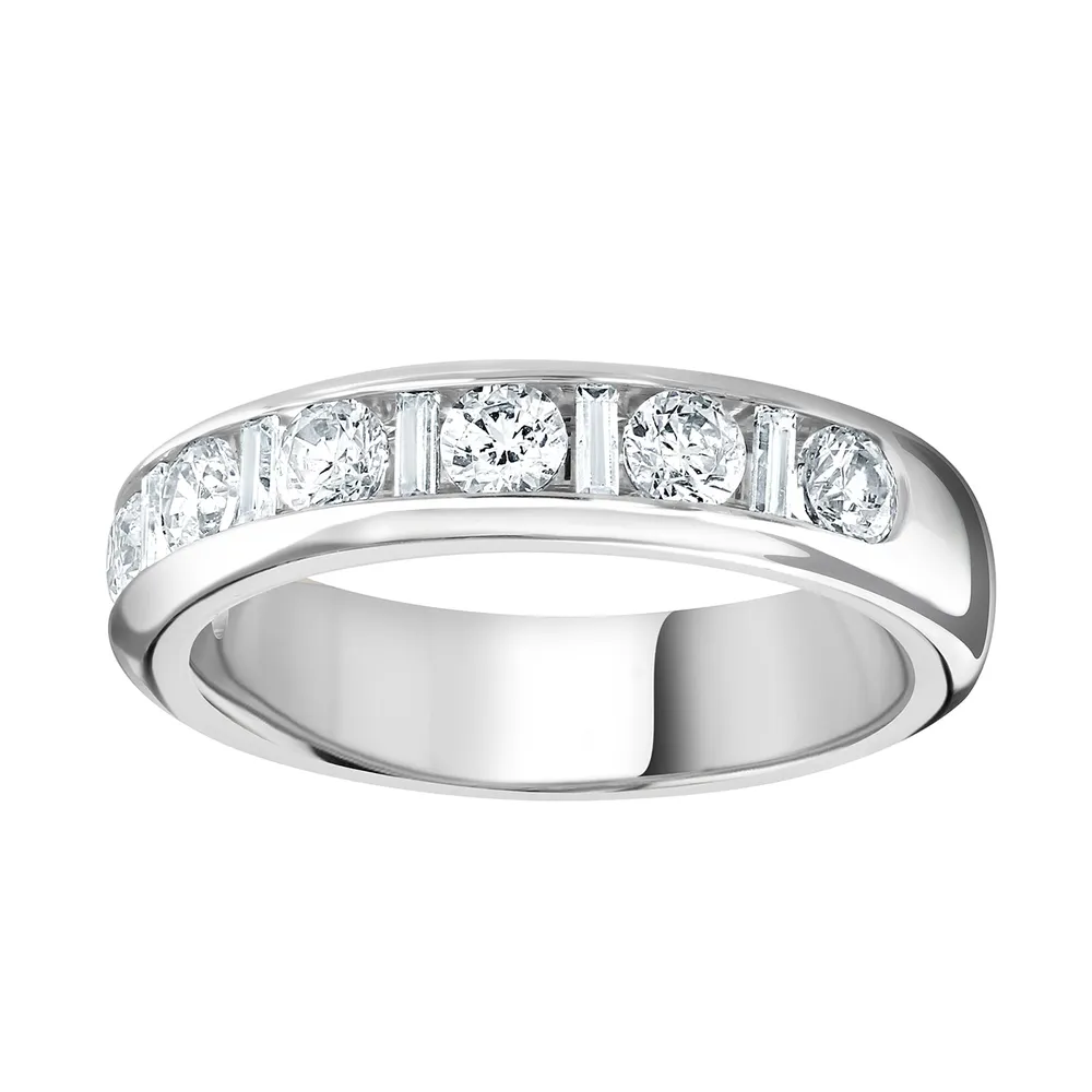 Platinum 1.40cttw Channel Set Dot Dash Diamond Half Eternity Ring