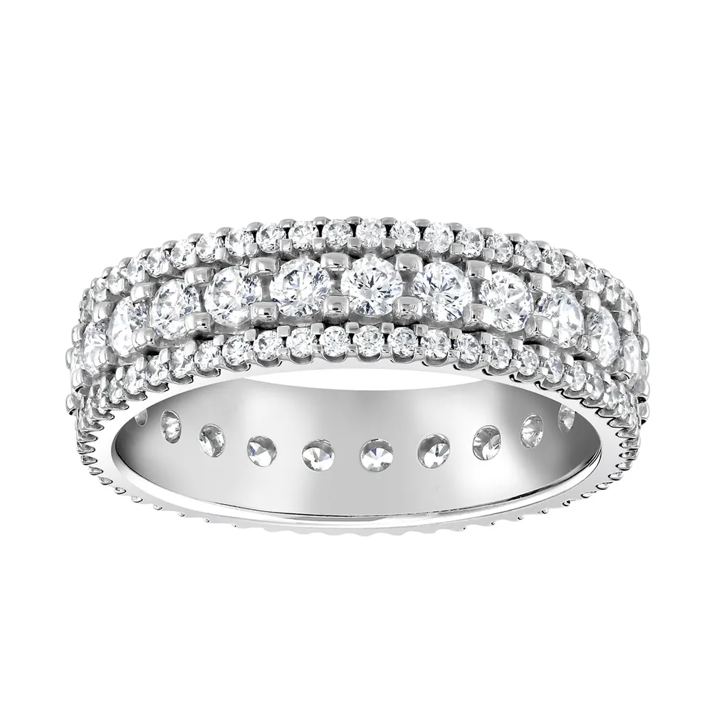 Platinum 1.44cttw Triple Row Claw Set Diamond Full Eternity Ring