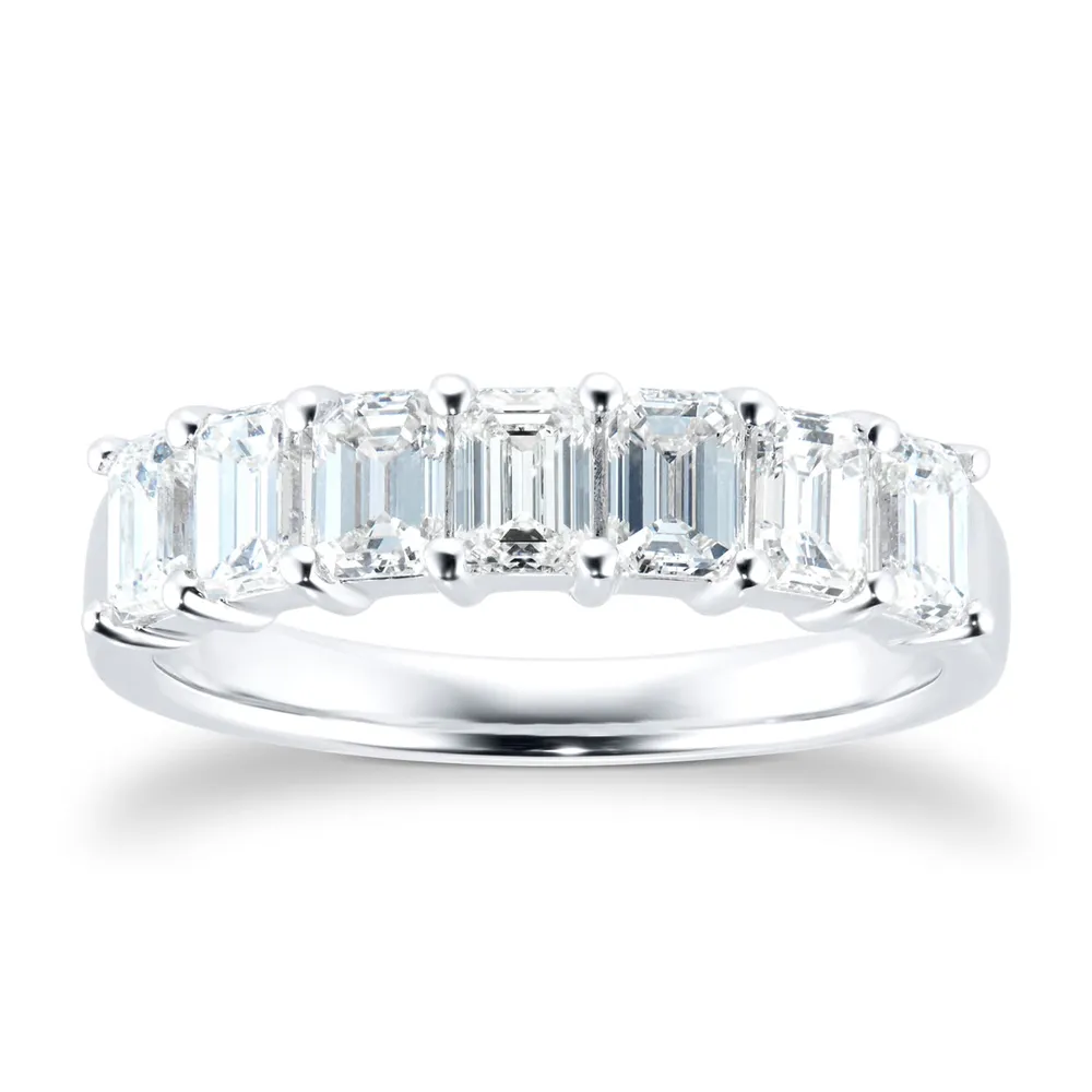 Platinum 1.50ct 7 stone Emerald Claw Set Eternity Ring