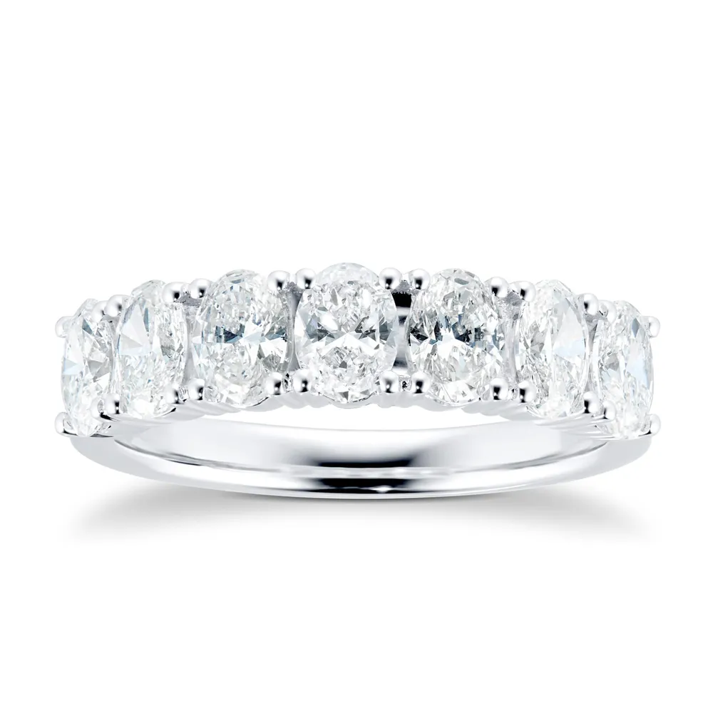 Platinum 1.50ct 7 Stone Oval Claw Set Eternity Ring