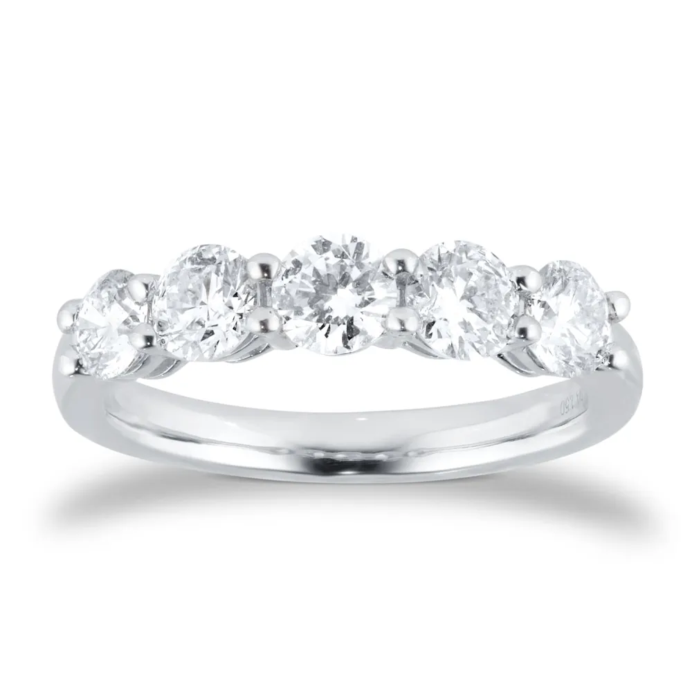 Platinum 1.50cttw Brilliant Cut 5 Stone Eternity Ring