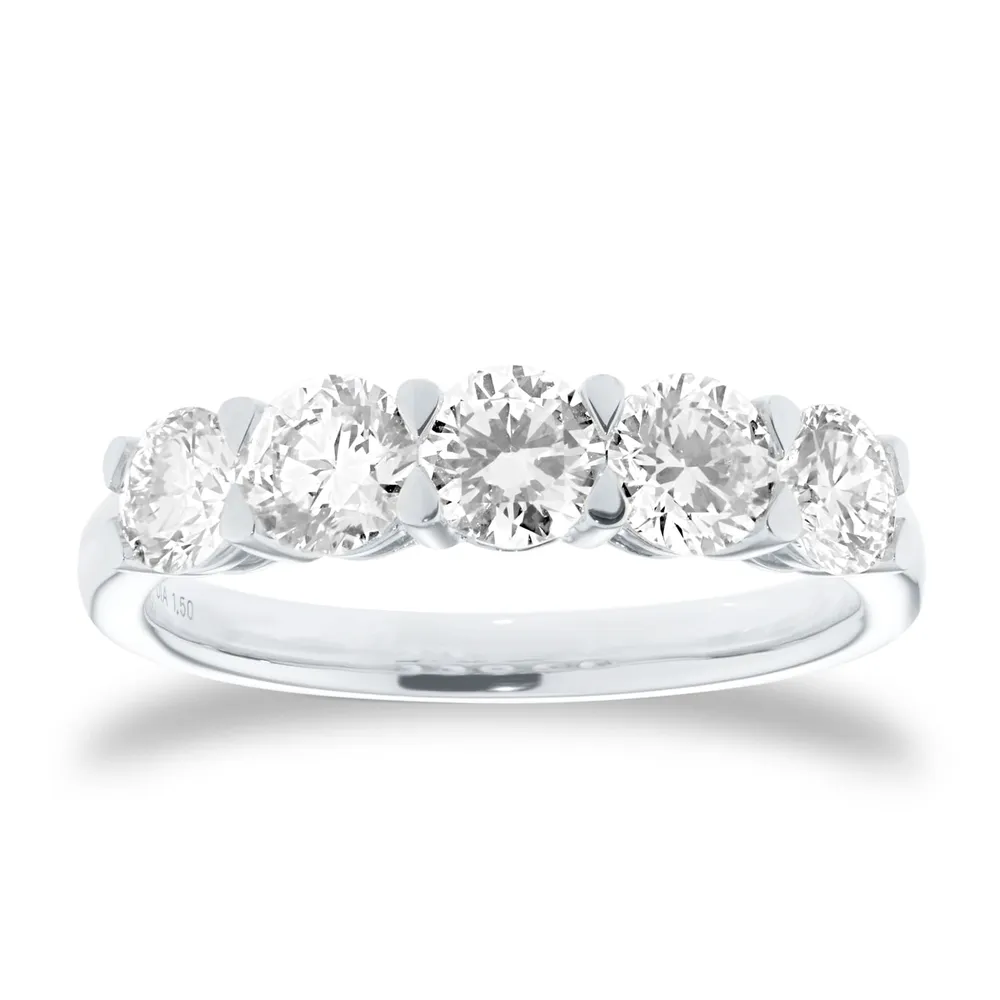 Platinum 1.50cttw Brilliant Cut Diamond 5 Stone Eternity Ring