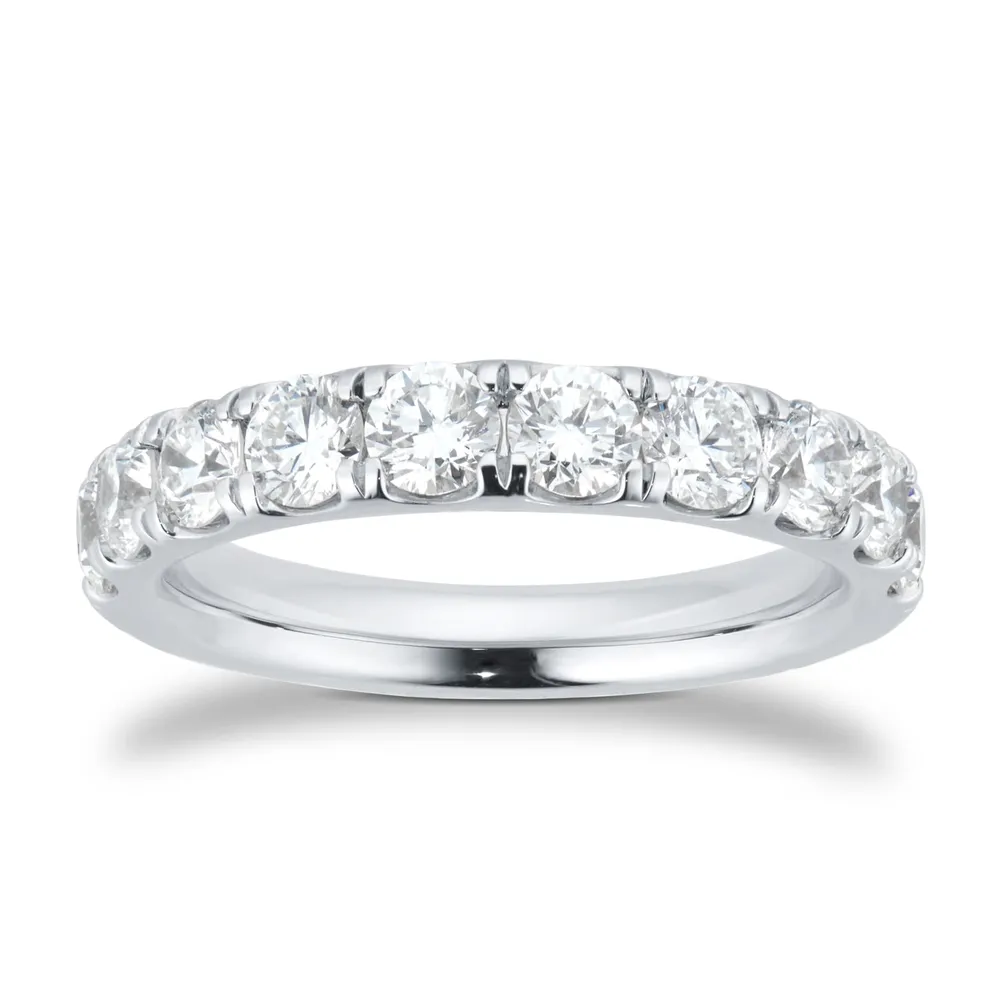 Platinum 1.50cttw Brilliant Cut Diamond Half Eternity Ring