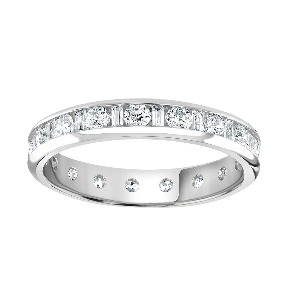 Platinum 1.50cttw Channel Set Dot Dash Diamond Full Eternity Ring