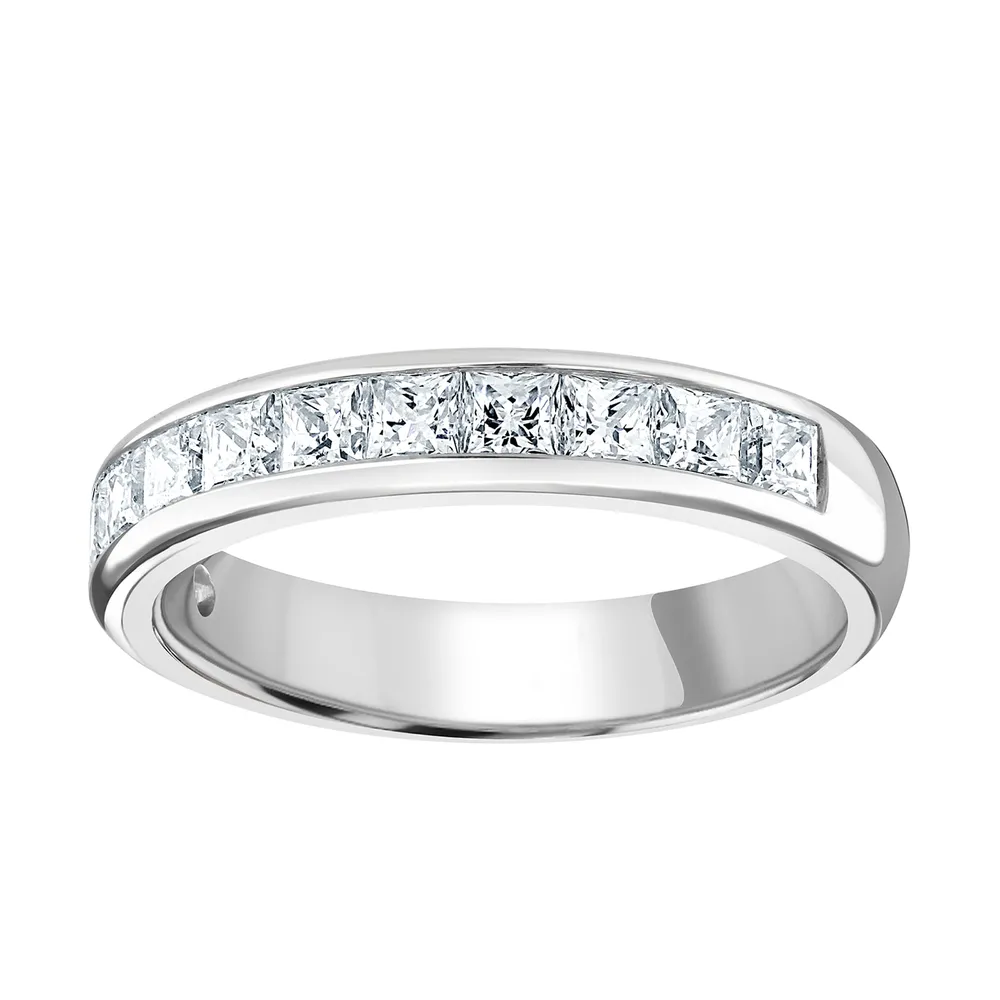 Platinum 1.50cttw Princess Cut Channel Set Diamond Half Eternity Ring