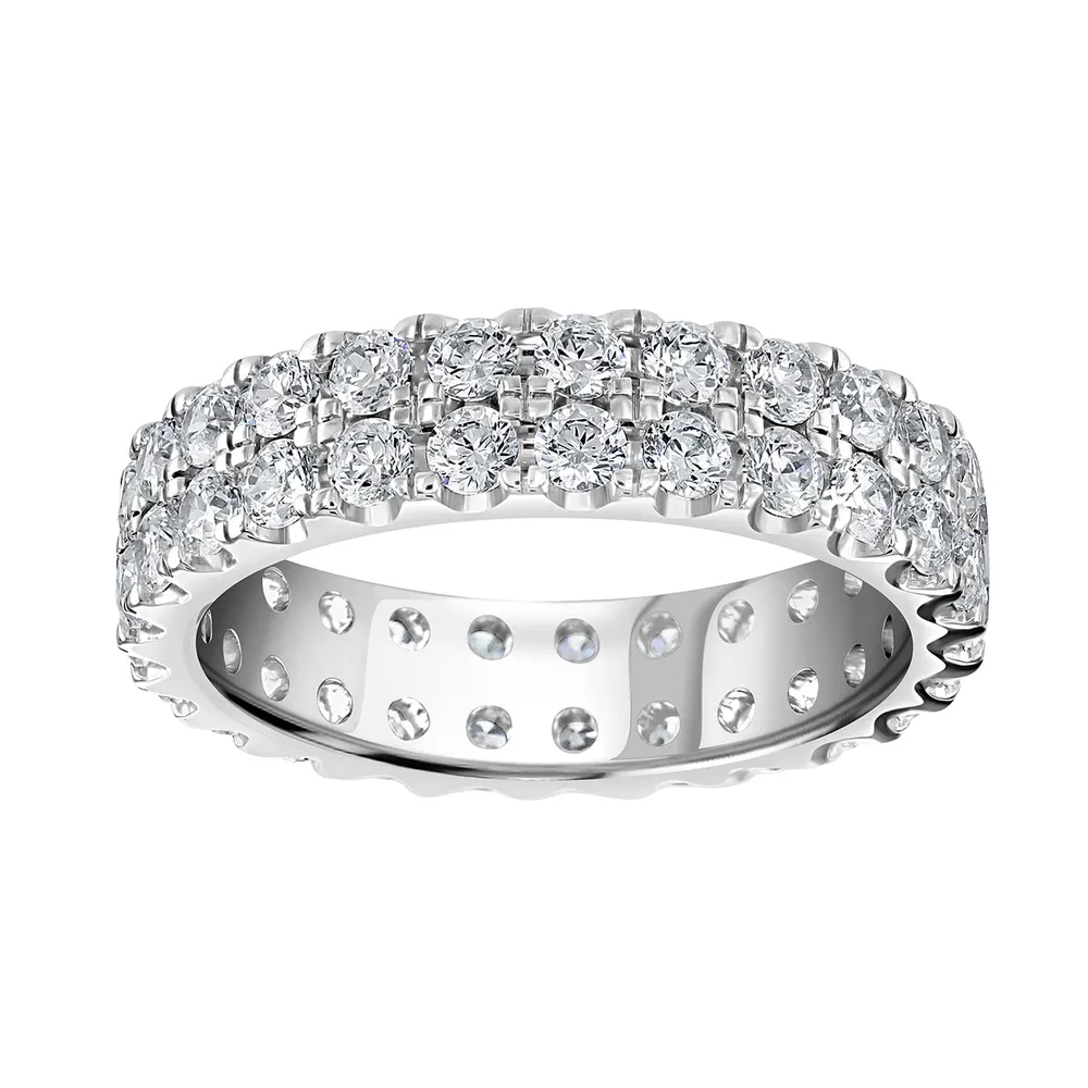 Platinum 2.00cttw Double Row Claw Set Diamond Full Eternity Ring