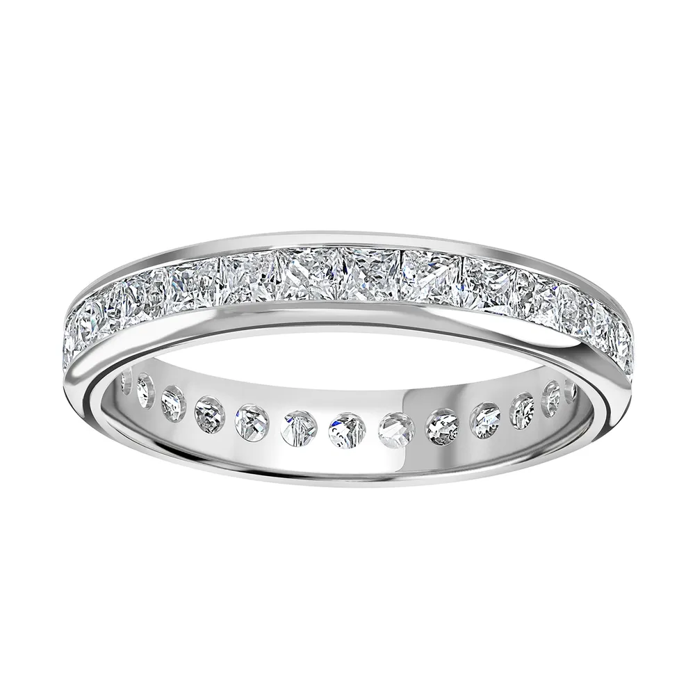 Platinum 2.00cttw Princess Cut Channel Set Diamond Full Eternity Ring