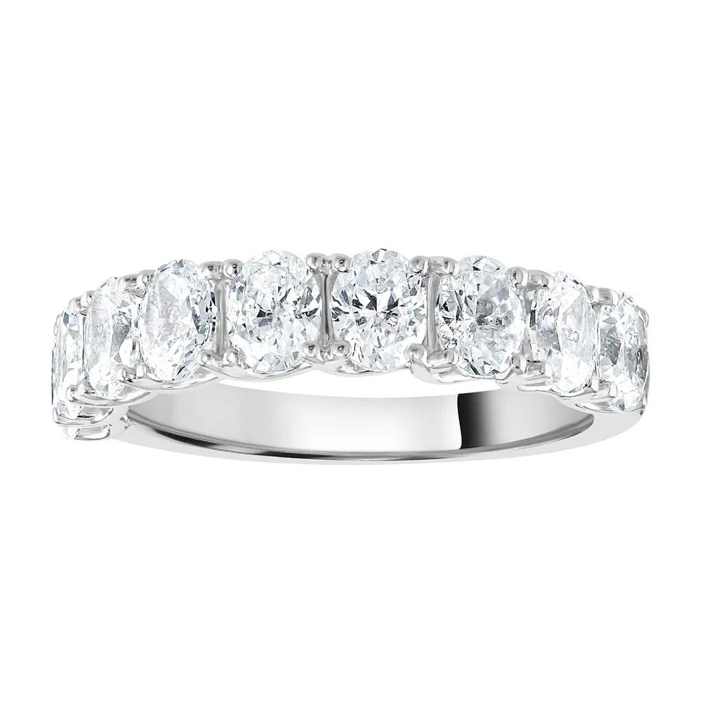 Platinum 2.09cttw Oval Cut Claw Set Diamond Half Eternity Ring