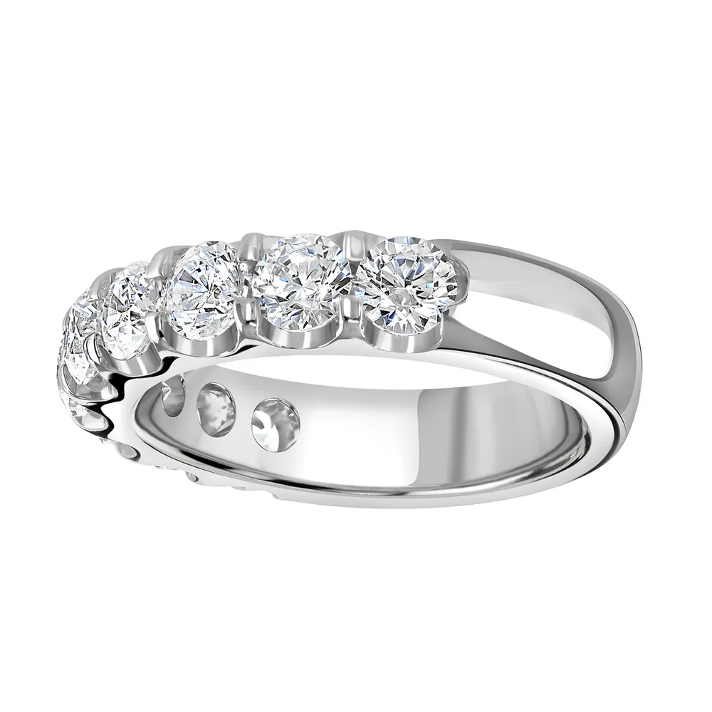 Platinum 2.15 Carat Round Brilliant Cut Claw Set Half Eternity Ring