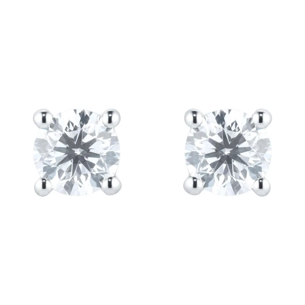 Platinum 2ct Diamond Solitaire Stud Earrings