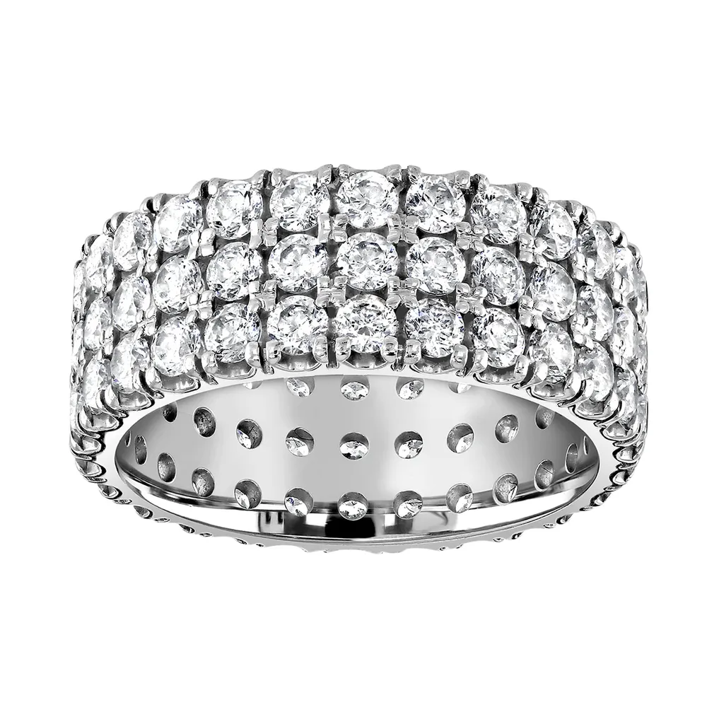 Platinum 3.00cttw Triple Row Claw Set Diamond Full Eternity Ring