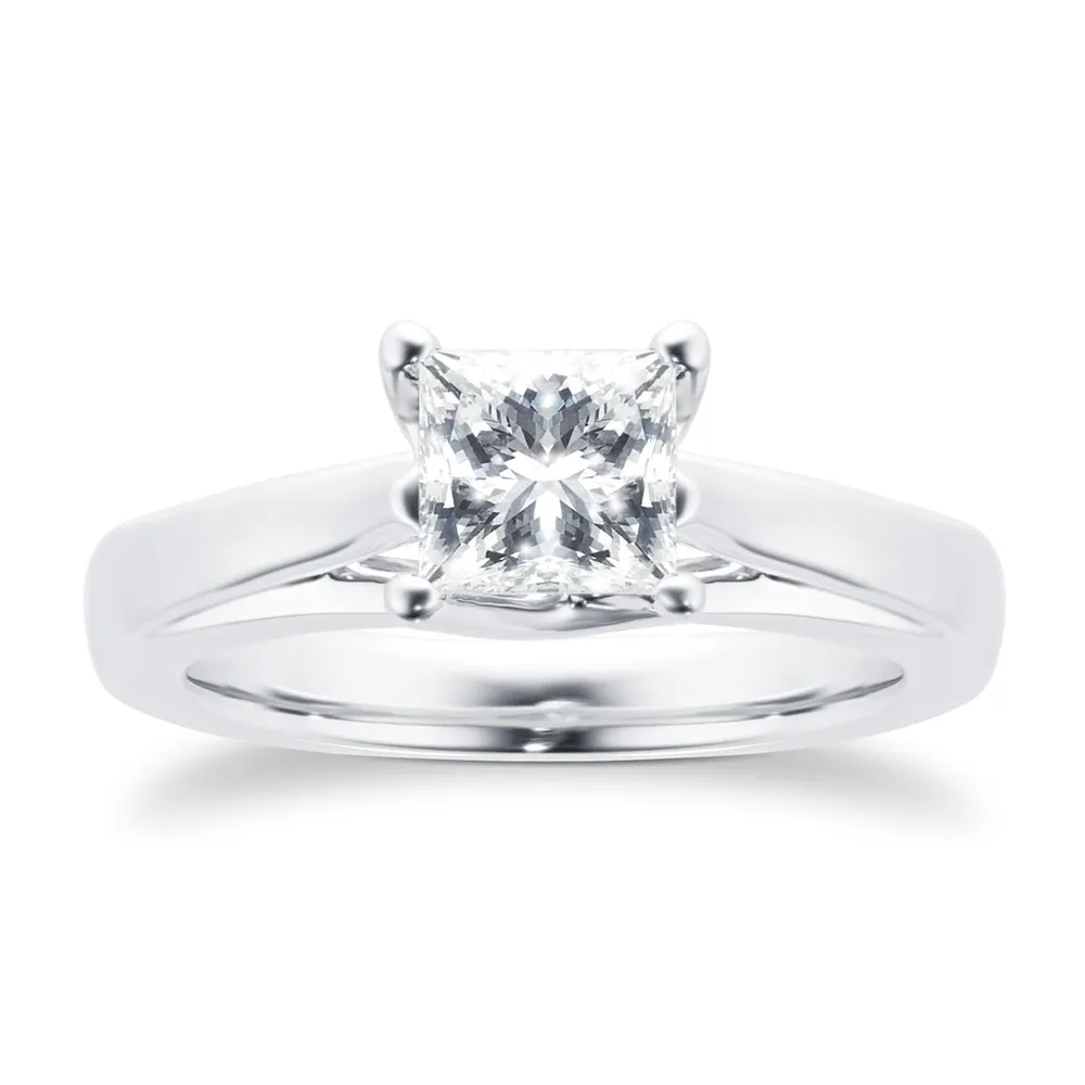 Platinum Princess Cut 1.00 Carat 88 Facet Diamond Ring