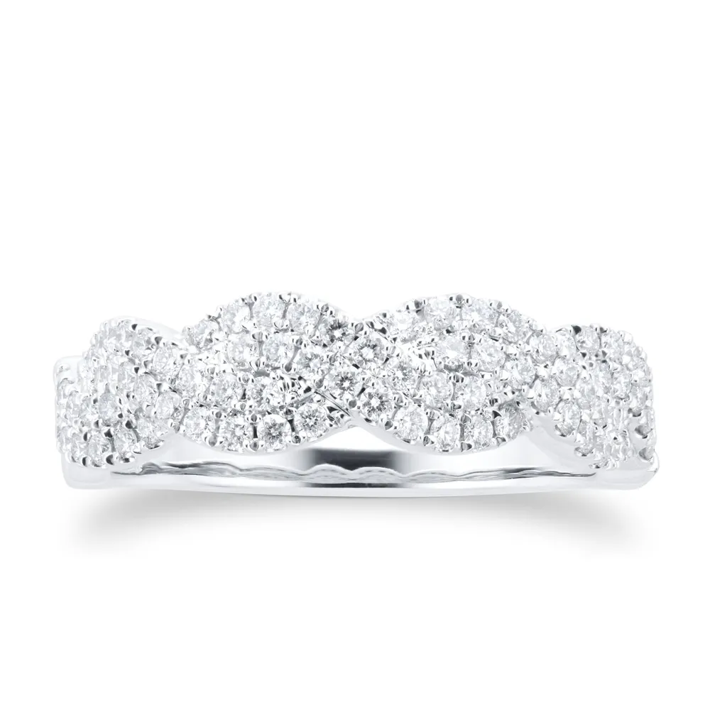 Platinum Two Row Diamond Twist Eternity Ring