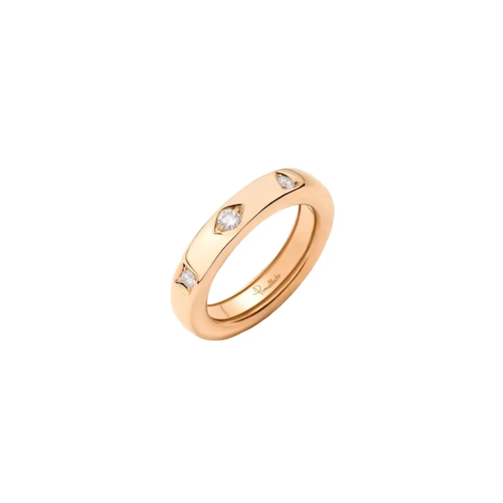 Pomellato 18ct Rose Gold Iconica 0.10ct Diamond Extra Slim Ring