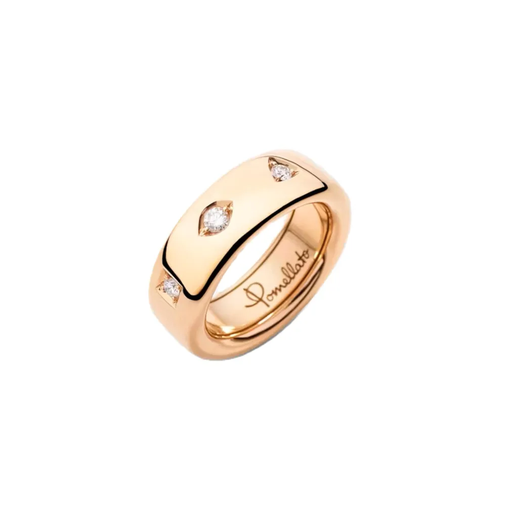 Pomellato 18ct Rose Gold Iconica 0.10ct Diamond Slim Ring