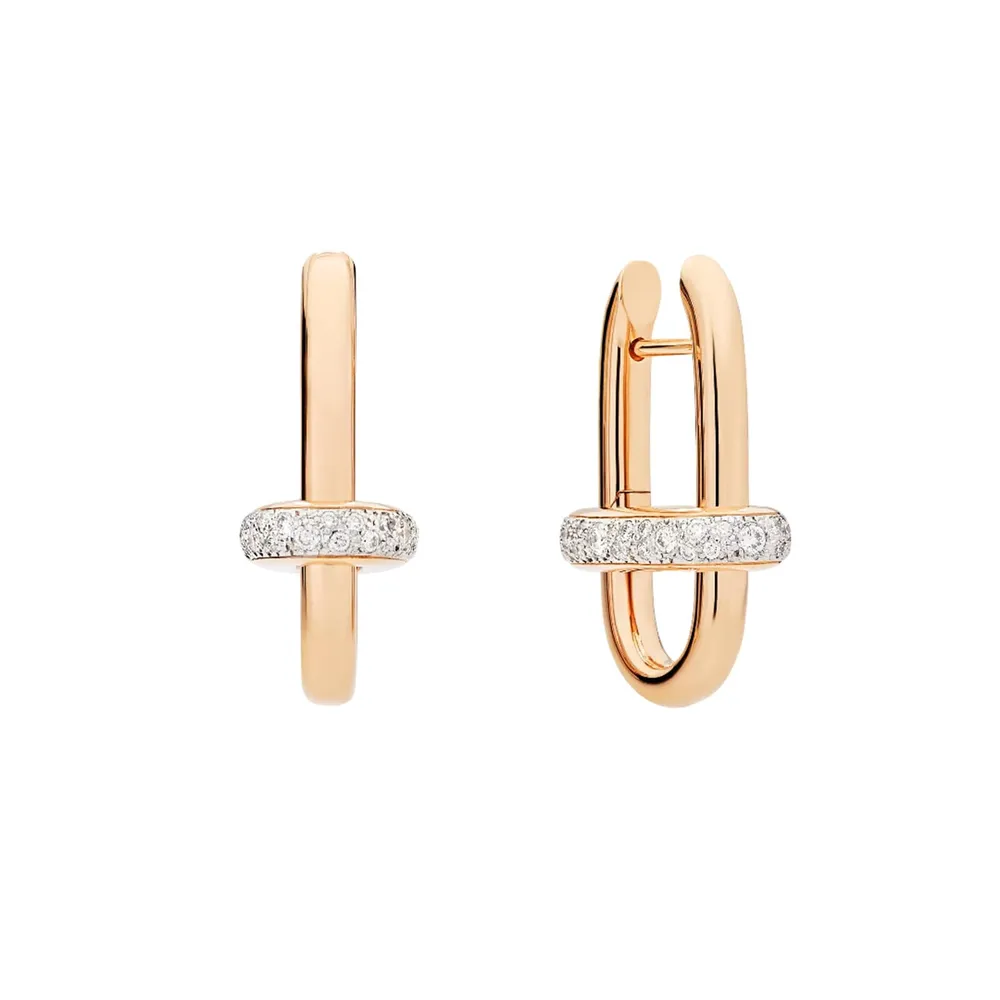 Pomellato 18ct Rose Gold Iconica 0.60ct Diamond Hoop Earrings