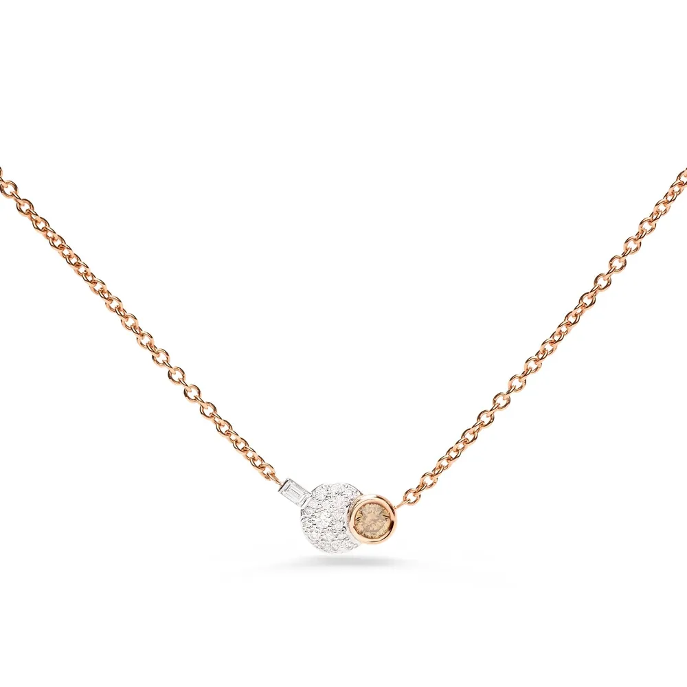 Pomellato 18ct Rose Gold Sabbia Mixed 0.45ct Diamond Pendant Necklace