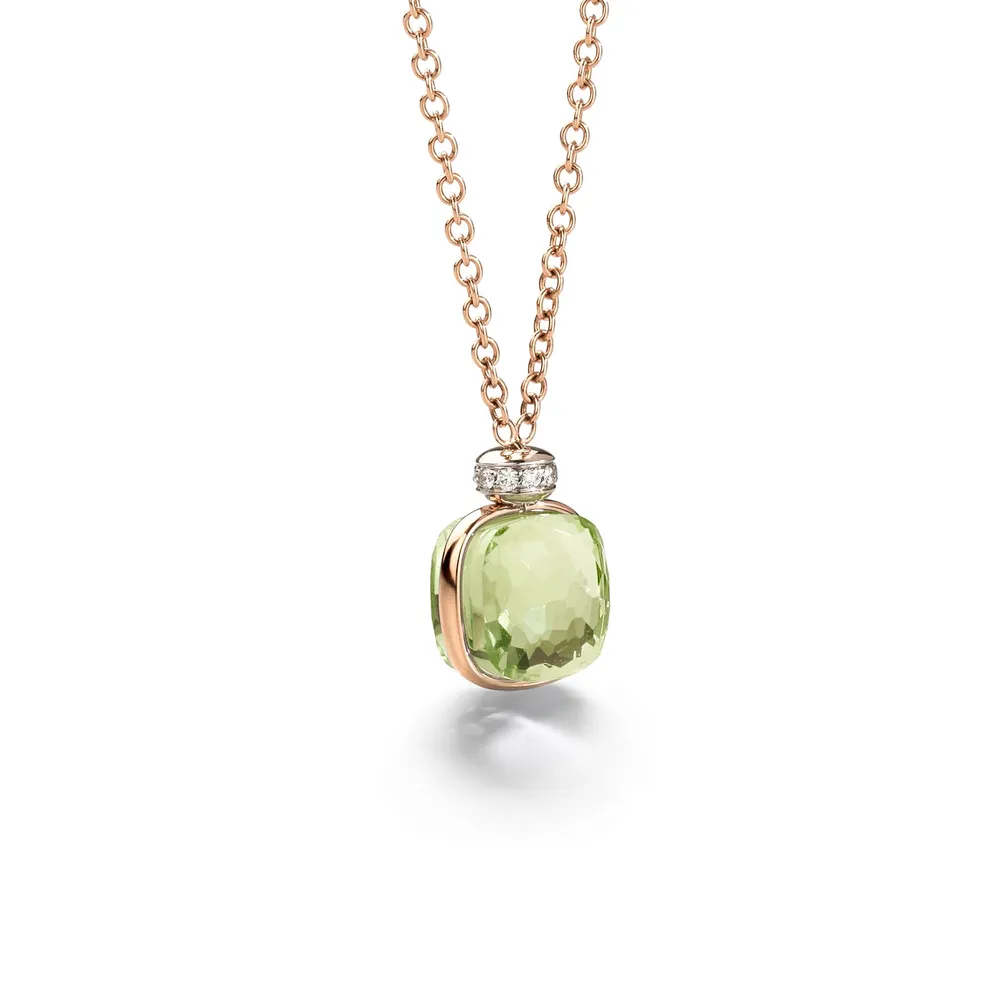 Pomellato Nudo 18ct Rose & White Gold Prasiolite & 0.08ct Diamond Pendant