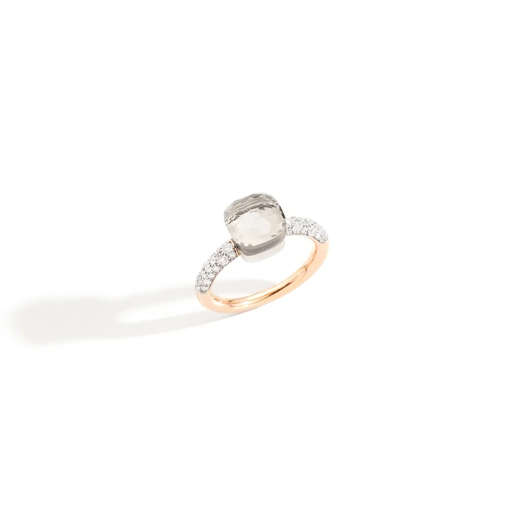 Pomellato Nudo Petit 18ct Rose & White Gold White Topaz & 0.50ct Diamond Ring
