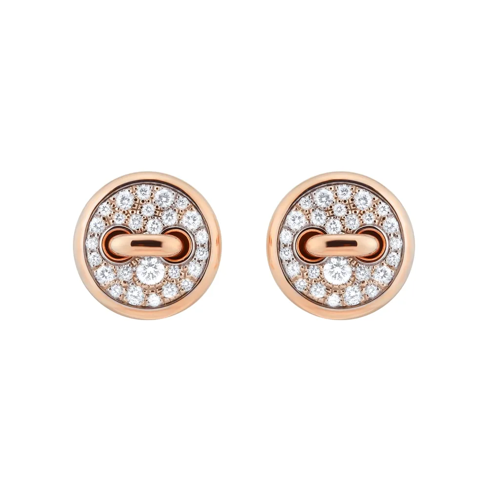 Pomellato Pom Pom Dot 18ct Rose Gold 0.40ct Diamond Pave Earrings
