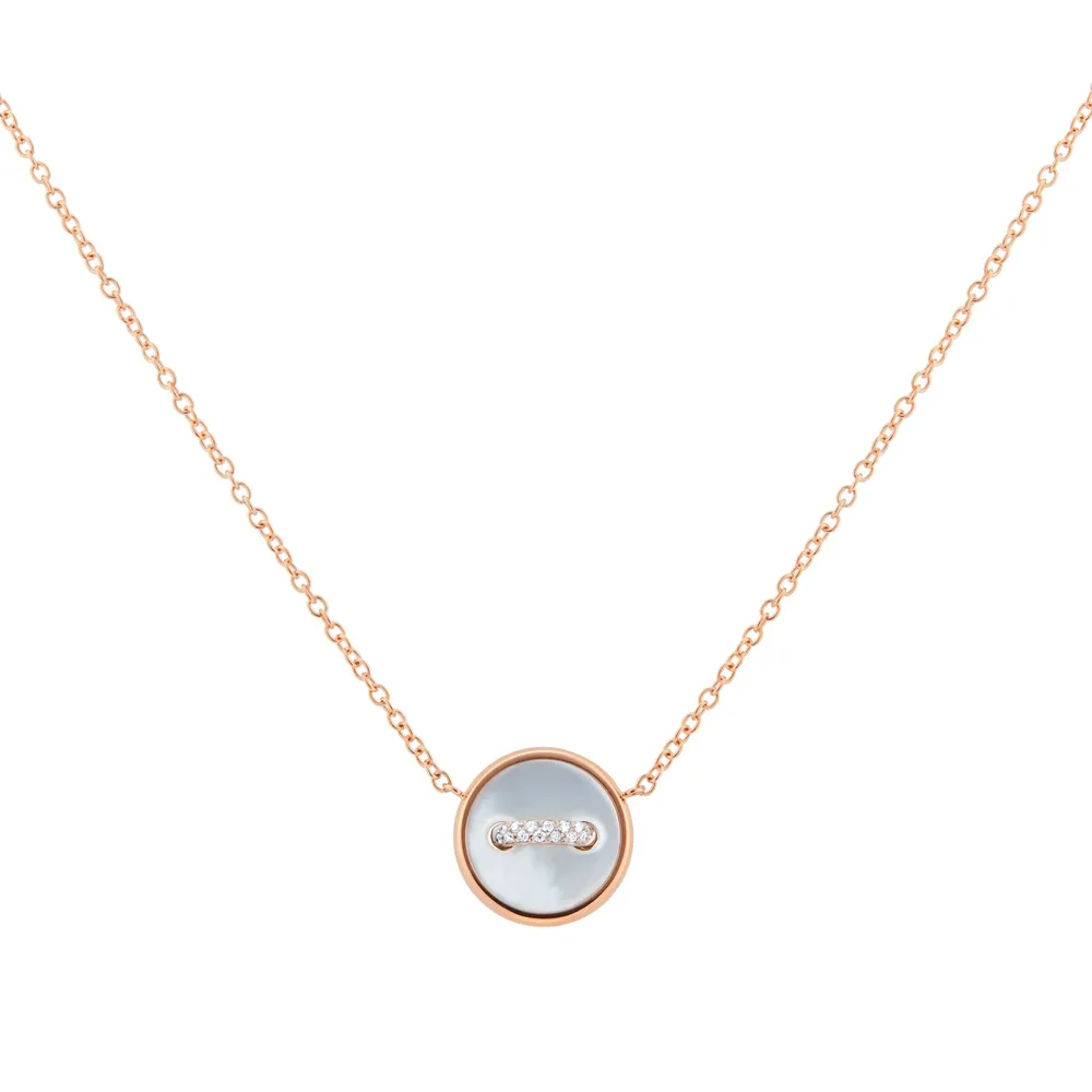 Pomellato Pom Pom Dot 18ct Rose Gold Mother of Pearl & 0.05ct Diamond Pendant