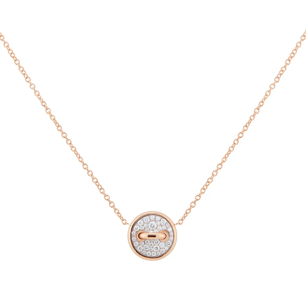 Pomellato Pom Pom Dot 18ct Rose Gold Mother of Pearl & 0.40ct Diamond Pave Pendant