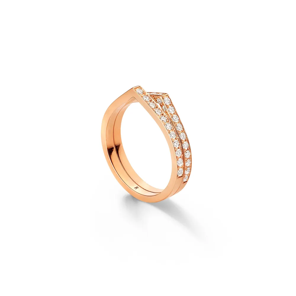 Repossi Antifer 18ct Rose Gold 0.52ct Diamond Two Row Ring