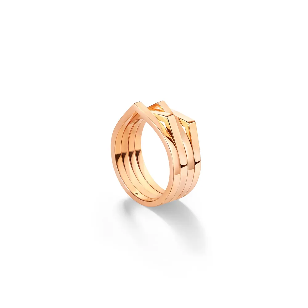 Repossi Antifer 18ct Rose Gold Four Row Ring - Ring Size O.5
