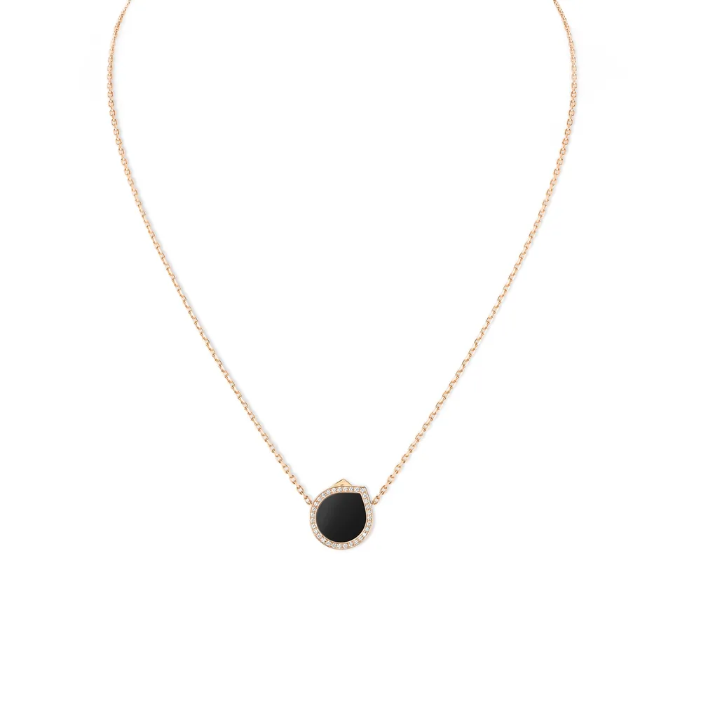 Repossi Antifer 18th Rose Gold Onyx & 0.18ct Diamond Pendant