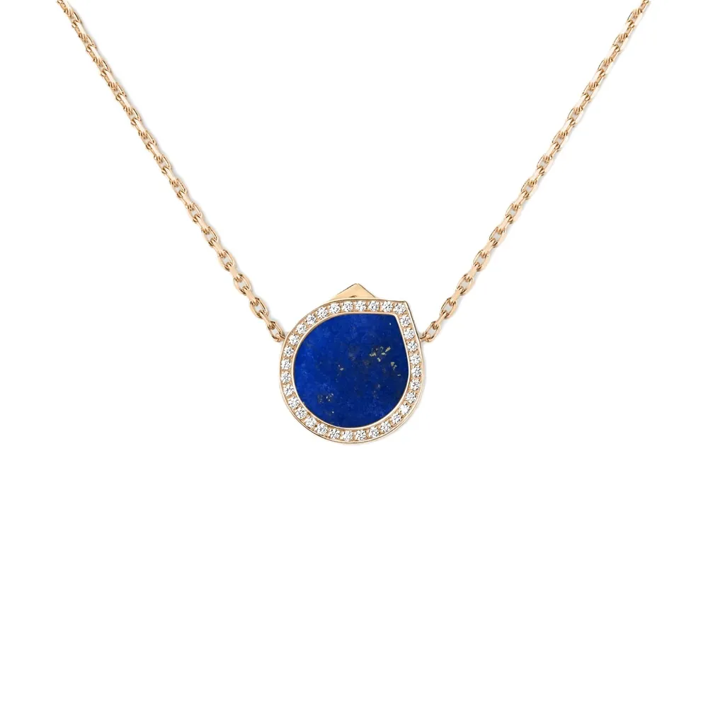 Repossi Repossi Antifer 18ct Rose Gold Lapis Lazuli & 0.13ct Diamond Pendant