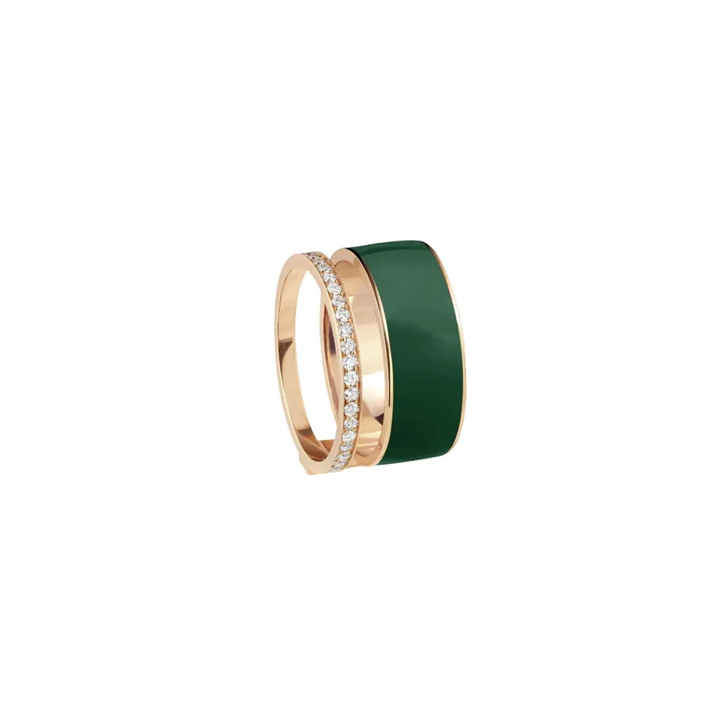 Repossi Repossi Berbere 18ct Rose Gold Green Lacquer & 0.34ct Diamond Ring