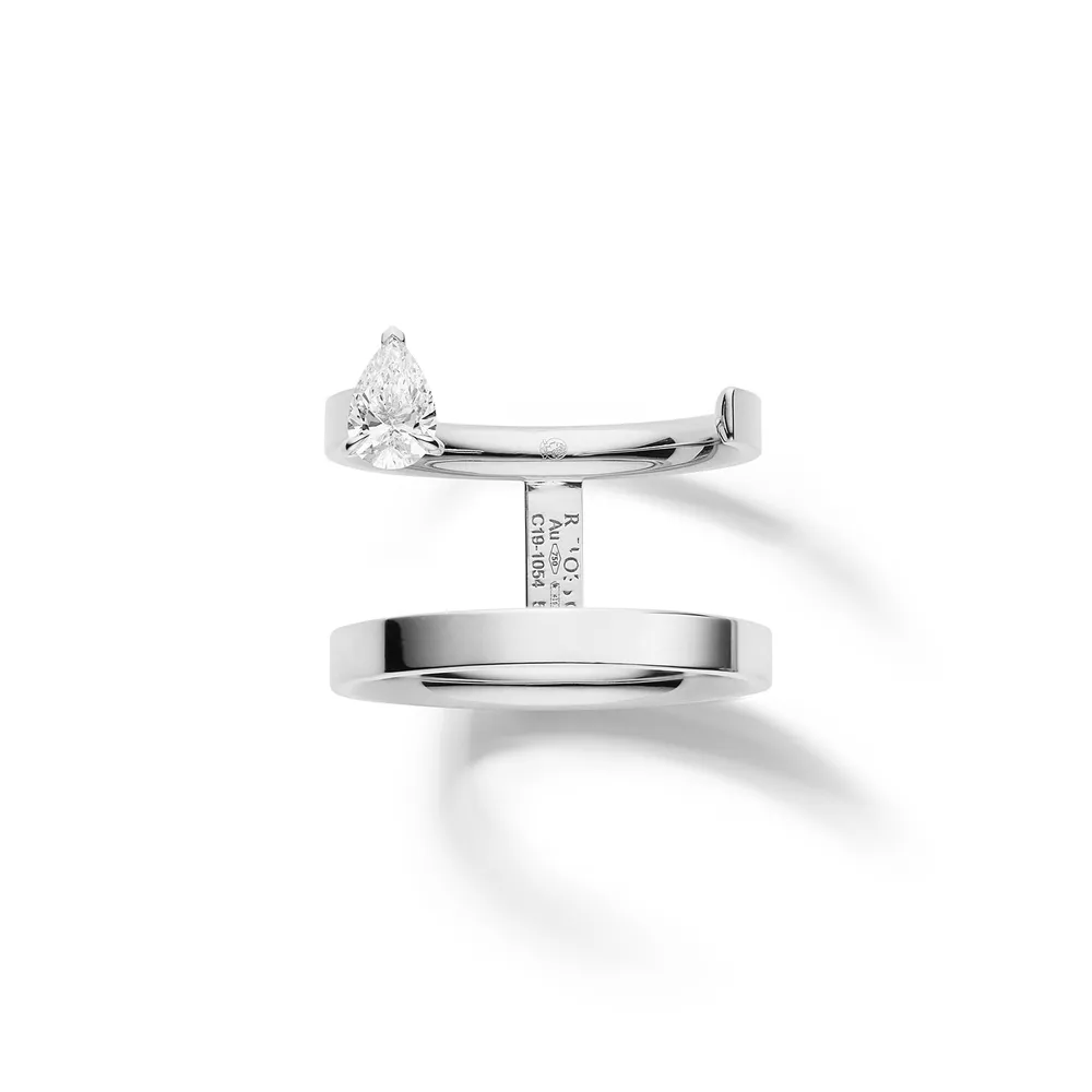 Repossi Serti sur Vide 18ct White Gold 0.30ct Pear Cut Diamond Ring - Ring Size O.5