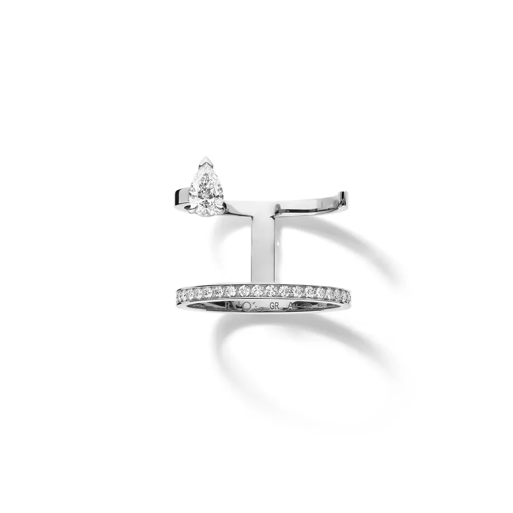 Repossi Serti sur Vide 18ct White Gold 0.56ct Diamond Ring - Ring Size O.5