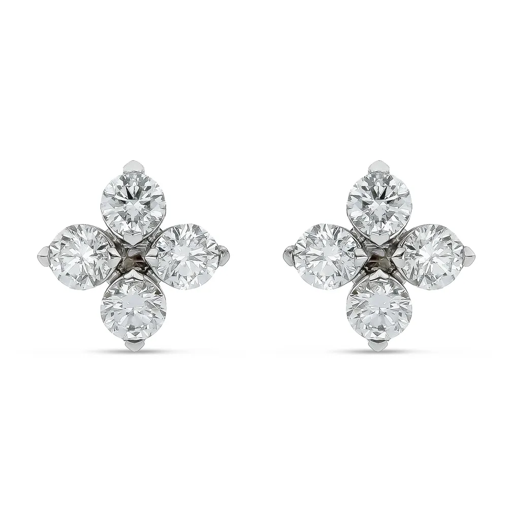 Roberto Coin 18ct White Gold Love in Verona Diamond 1.27ct Flower Earrings