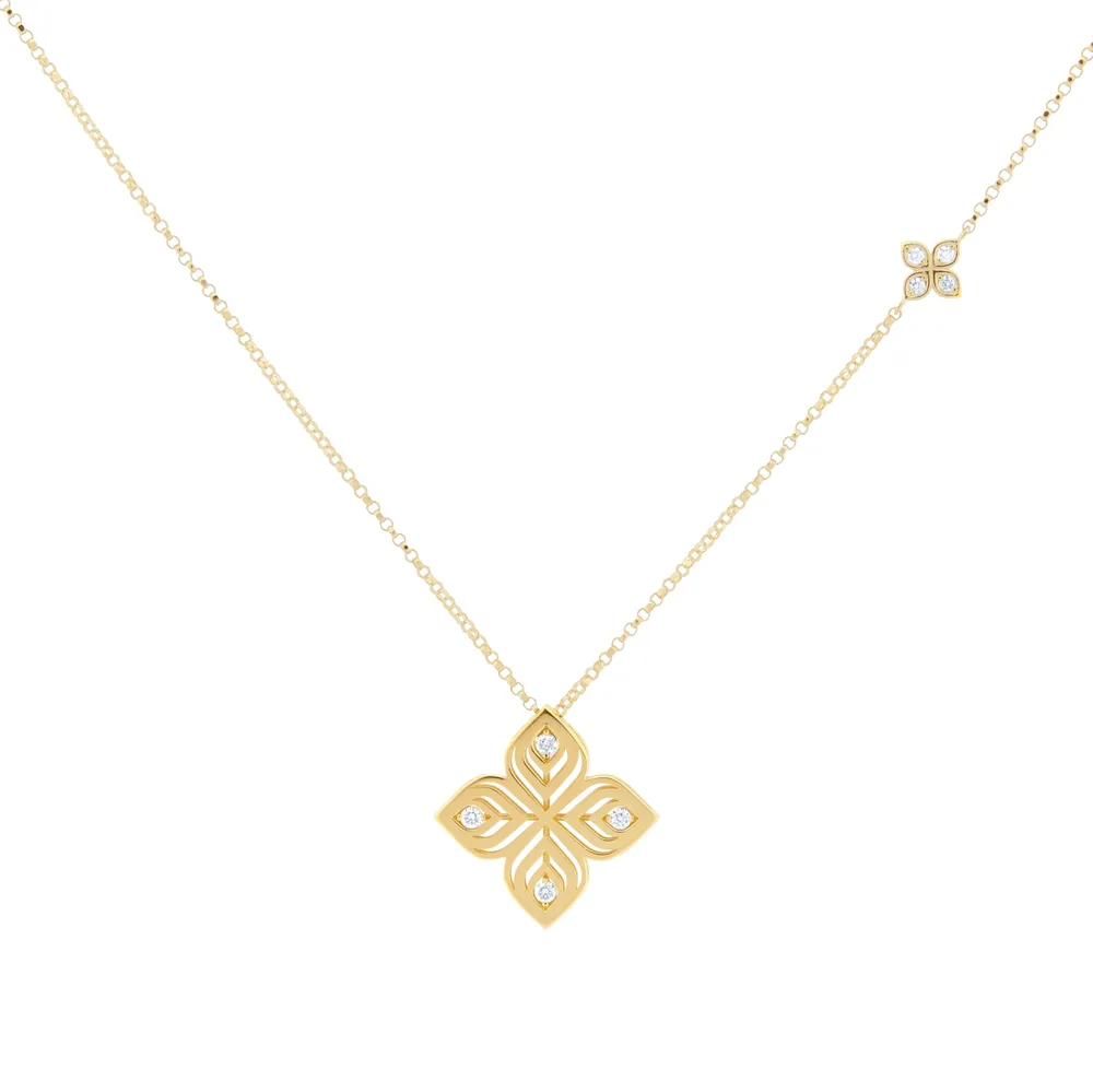 Roberto Coin Arabesque 18ct Yellow Gold 0.10ct Diamond Pendant Necklace