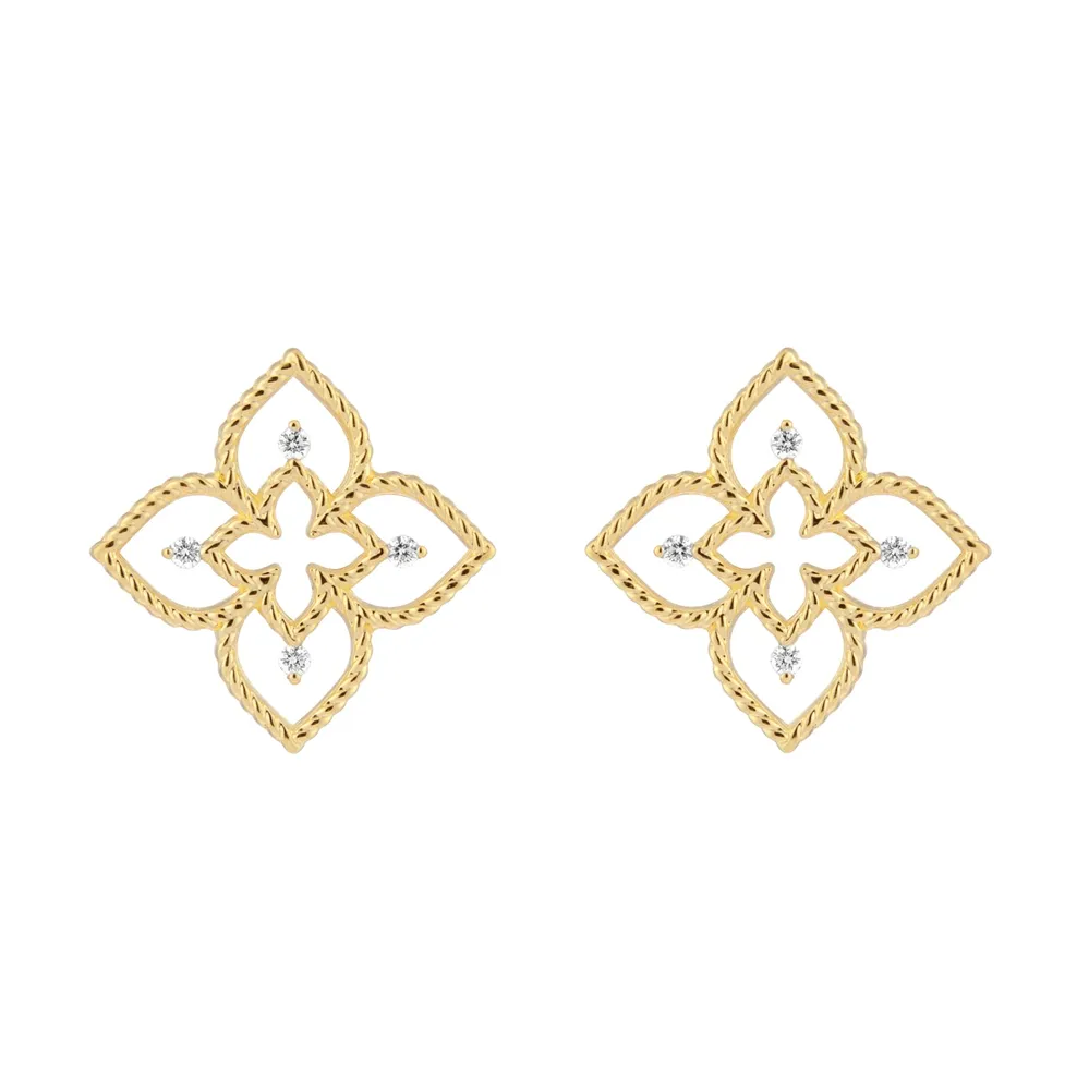 Roberto Coin Desert Flower 18ct Yellow Gold 0.11ct Diamond Stud Earrings